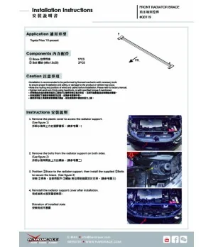 Supporto radiatore anteriore Hardrace Q0119 Toyota Prius - 