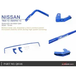 Hardrace Q0146 Barra antirollio posteriore aggiuntiva Nissan Sentra, Tiida - 