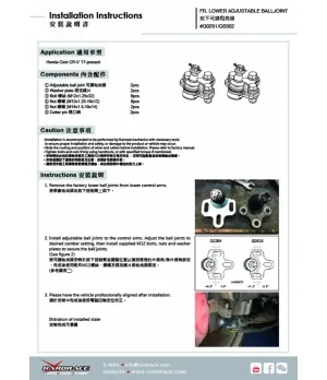 Hardrace Q0302 Front Lower Ball Joint Honda CR-V - 