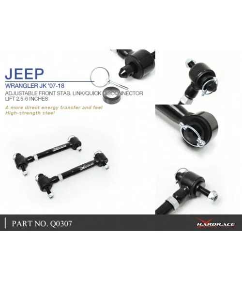 Hardrace Q0307 Adj.stab.link / Stab.disconnector Jeep Wrangler, Wrangler unlimited - 