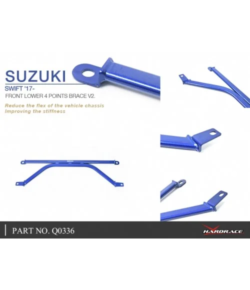 Hardrace Q0336 Barra di rinforzo anteriore inferiore a 4 punti Suzuki Baleno, Swift - 