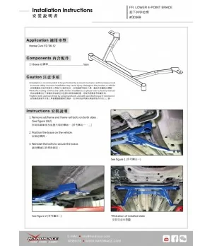 Hardrace Q0368 Front Lower 4 Points Brace Honda Civic - 