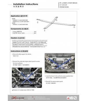 Hardrace Q0380 Front Lower 4 Points Brace Mercedes-Benz C-class, Glc-class - 