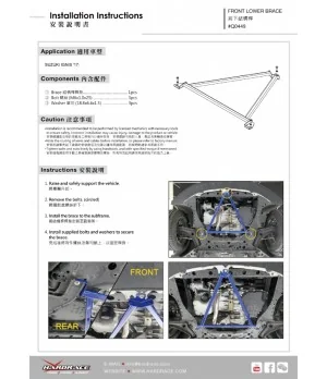 Hardrace Q0449 Front Lower Brace Suzuki Ignis - 
