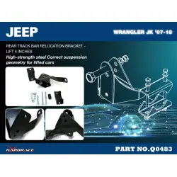 Hardrace Q0483 Staffa di riposizionamento barra di guida posteriore Jeep Wrangler, Wrangler Unlimited - 