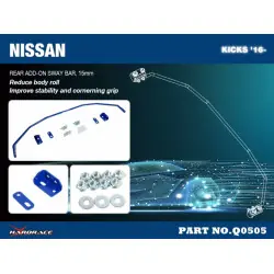 Barra stabilizzatrice posteriore aggiuntiva Hardrace Q0505 Nissan Kicks - 