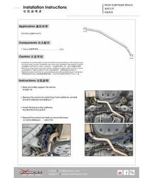 Supporto del telaio ausiliario posteriore Hardrace Q0520 Toyota Camry - 