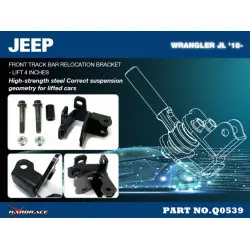 Hardrace Q0539 Staffa di riposizionamento barra guida anteriore Jeep Gladiator, Wrangler, Wrangler Unlimited - 