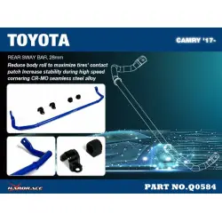 Hardrace Q0584 Rear Sway Bar - 28mm Toyota Camry - 