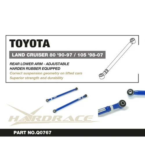 Braccio inferiore posteriore Hardrace Q0767 - Regolabile Lexus LX, Toyota Land Cruiser - 
