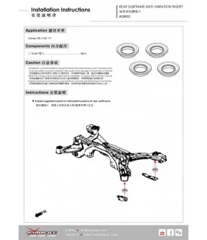 Hardrace Q0832 Inserto antivibrante per telaio ausiliario posteriore Honda CR-V - 