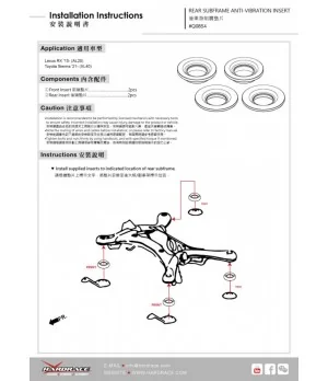 Hardrace Q0854 Rear Subframe Anti-vibration Insert Lexus RX, Toyota Sienna - 