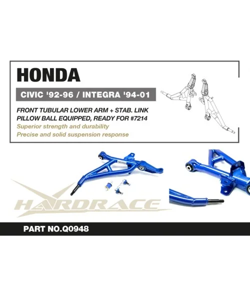 Hardrace Q0948 Front Lower Arm + Stab. Link Honda Civic - 