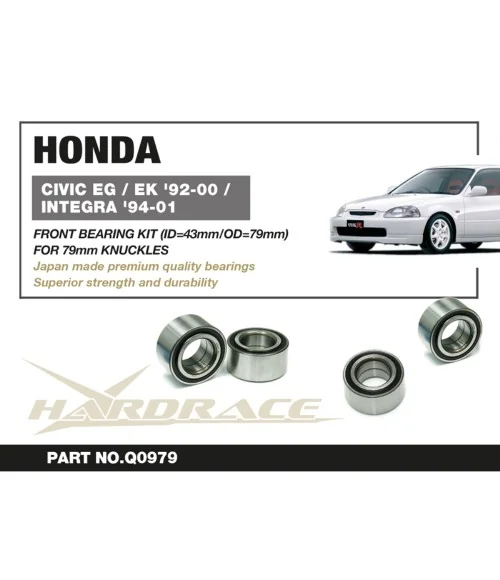 Hardrace Q0979 Front Wheel Bearing Honda Civic, Integra, Del sol - 
