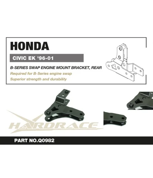 Hardrace Q0982 B-series Swap Engine Mount Bracket - Rear Honda Civic - 