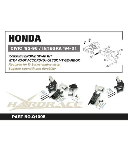 Kit di montaggio motore sostitutivo Hardrace Q1095 serie K Honda Civic, Integra - 