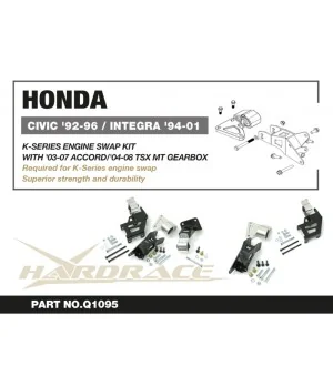 Kit di montaggio motore sostitutivo Hardrace Q1095 serie K Honda Civic, Integra - 