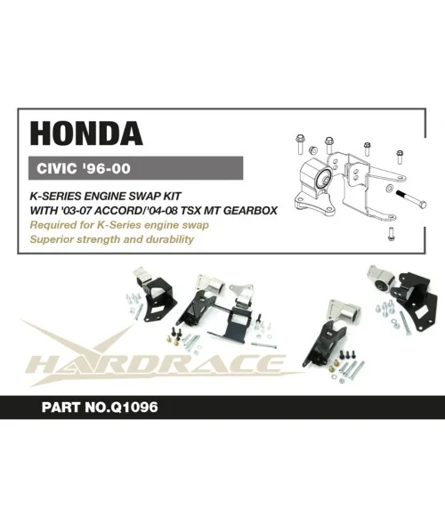 Kit di montaggio motore sostitutivo Hardrace Q1096 serie K Honda Civic - 