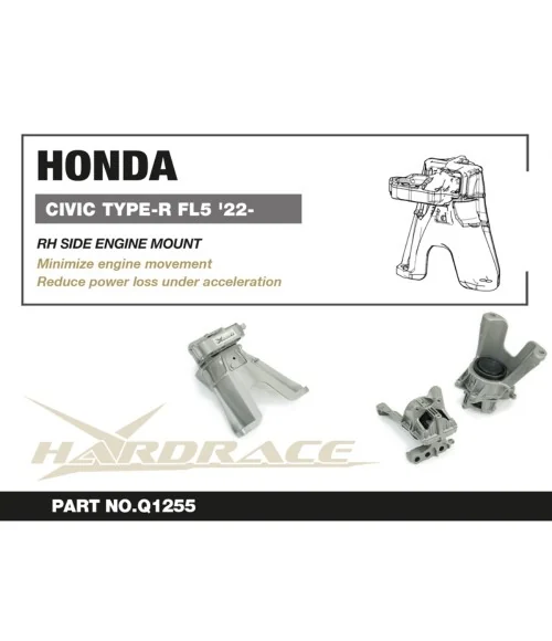 Hardrace Q1255 Right Side Engine Mount Honda Civic - 