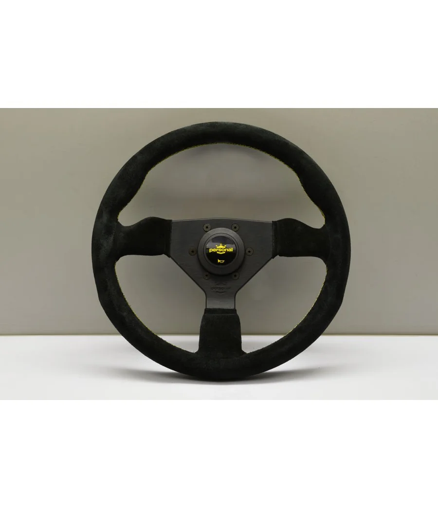 Personal Grinta 330 mm Steering Wheel, Black Leather, Yellow Stiching - 