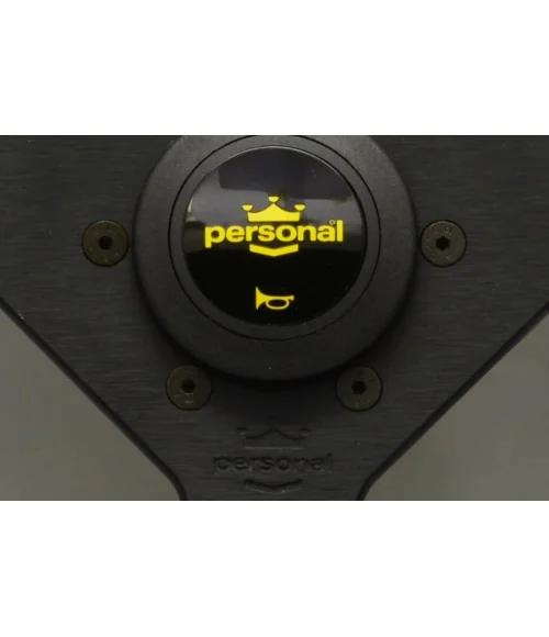 Personal Grinta 330 mm Steering Wheel, Black Leather, Yellow Stiching - 