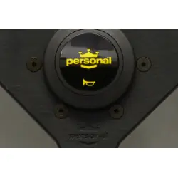 Volante Personal Grinta 330 mm, Pelle Nera Scamosciata, Cucitura Gialla - 