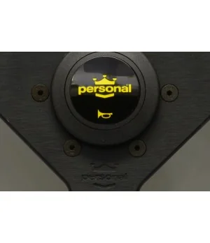 Personal Grinta 330 mm Steering Wheel, Black Leather, Yellow Stiching - 