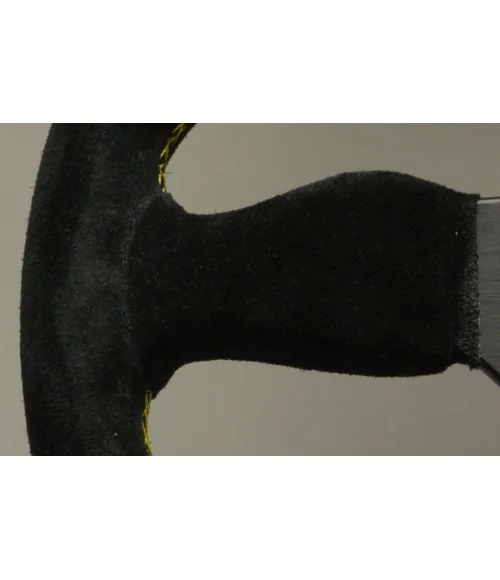Volante Personal Grinta 350 mm, Pelle Nera Scamosciata, Cucitura Gialla - 