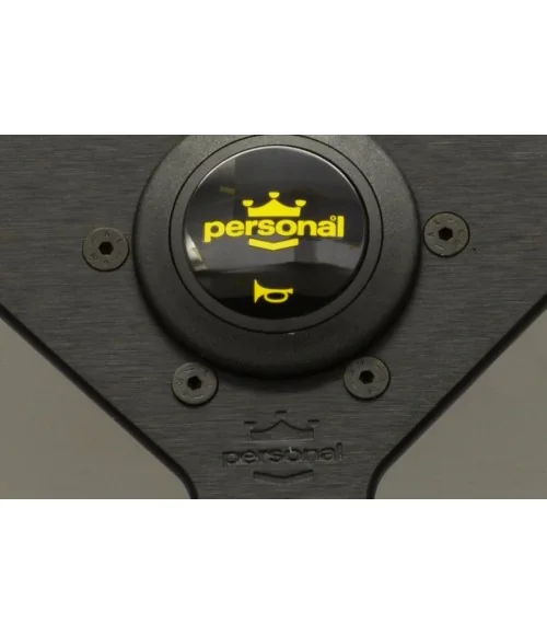 Personal Grinta 350 mm Steering Wheel, Black Leather, Yellow Stiching - 
