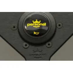 Volante Personal Grinta 350 mm, Pelle Nera Scamosciata, Cucitura Gialla - 