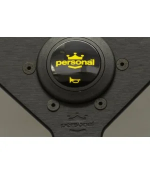 Volante Personal Grinta 350 mm, Pelle Nera Scamosciata, Cucitura Gialla - 