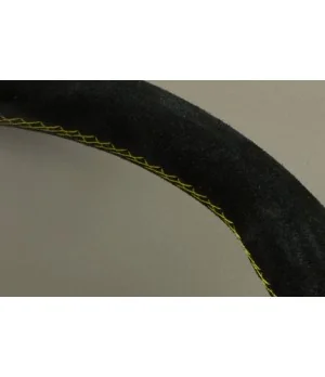 Volante Personal Grinta 350 mm, Pelle Nera Scamosciata, Cucitura Gialla - 