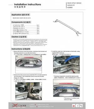 Hardrace Q0683-ED Rear Strut Brace Mazda MX-5 Miata - 