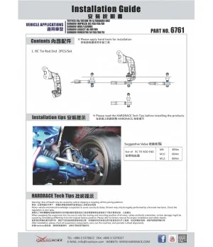 Hardrace 6761 Rc Estremità tirante Scion, Subaru, Toyota - 