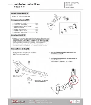 Braccio di controllo anteriore inferiore Hardrace 6894 Honda Fit - 