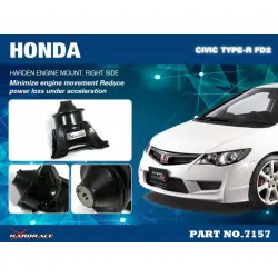Hardrace 7157 Right Engine Mount Honda Civic - 