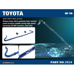 Barra antirollio posteriore Hardrace 7519 Scion FR-S, Subaru BRZ, Toyota 86 - 