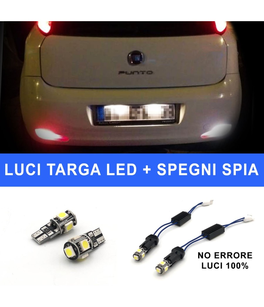 Luci targa 9 LED CANBUS Fiat Punto T10 + spegni spia