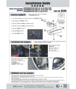 Hardrace 8586 Rear Low Down Kits Audi, Volkswagen - 