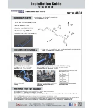 Hardrace 8598 Barra antirollio anteriore Hyundai Santa fe - 