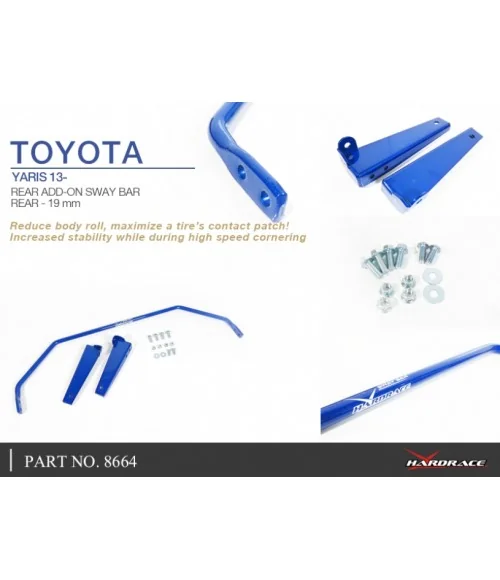 Hardrace 8664 Rear Add-on Sway Bar Toyota Yaris - 