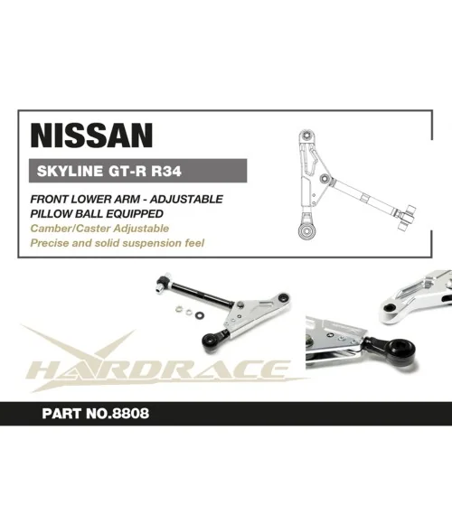 Hardrace 8808 Front Lower Arm - Adjustable Nissan Skyline - 