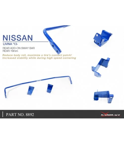 Hardrace 8892 Rear Add-on Sway Bar Nissan Livina - 