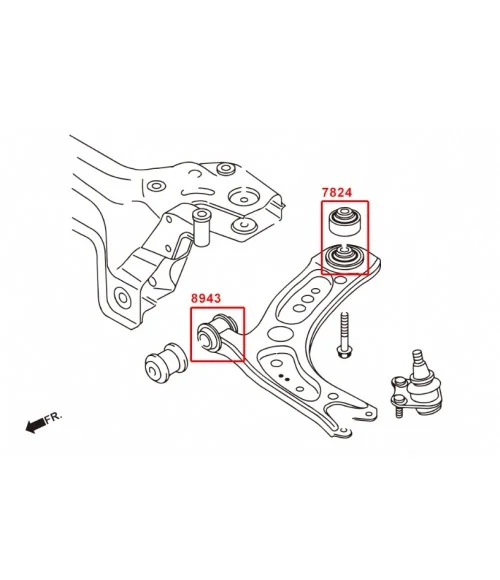 Hardrace 8943 Front Lower Arm-front Bushing Audi, Skoda, Volkswagen - 