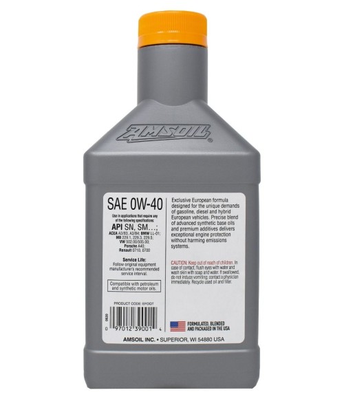 AMSOIL Synthetic European Motor Oil 0W-40 FS olio motore