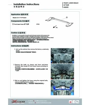Hardrace Q0020 Front Lower Brace Mazda CX-3 - 